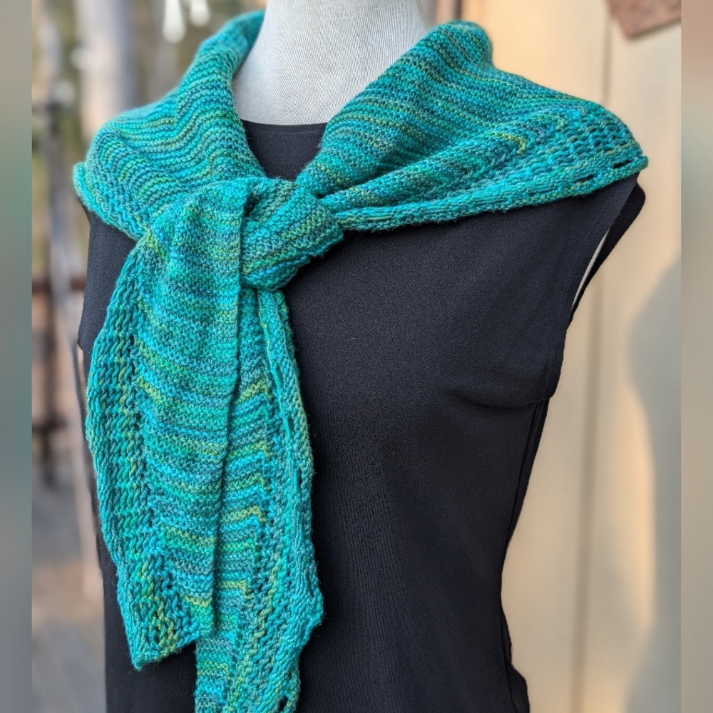 Sea Green Handknit Soft Shawl Scarf